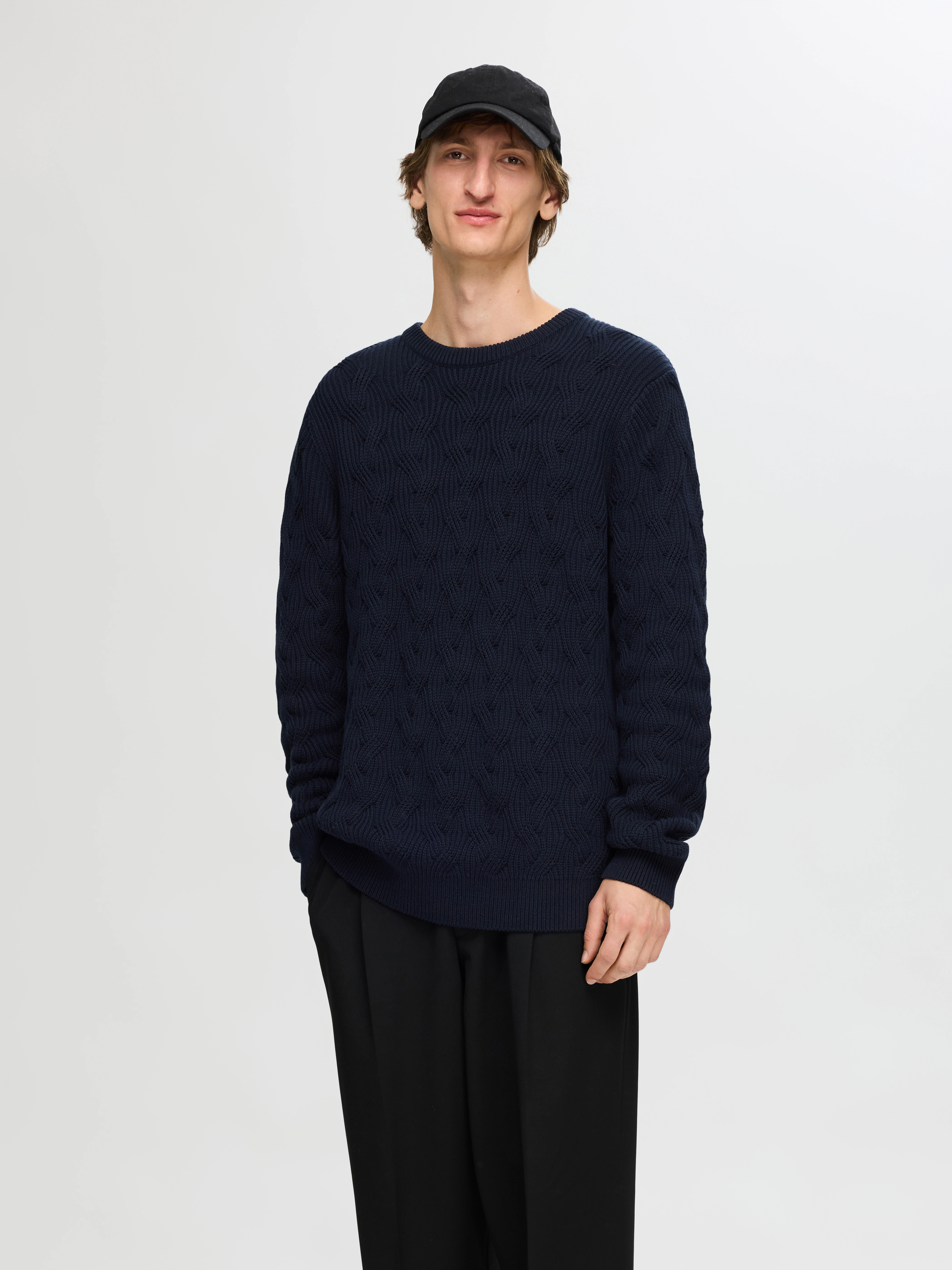 SELECTED HOMME Strickpullover "SLHCALLIS LS KNIT CABLE CREW NECK NOOS" günstig online kaufen