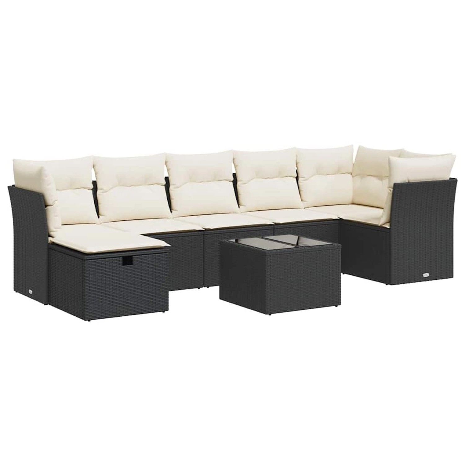 vidaXL 8-Tlg Garten-Sofagarnitur mit Kissen Schwarz Poly Rattan 3325312 günstig online kaufen