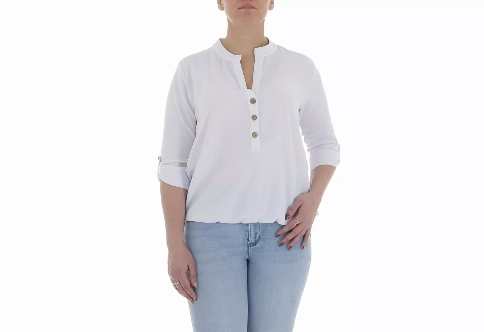 Ital-Design Crinklebluse Damen Elegant (85915882) Bluse in Weiß günstig online kaufen