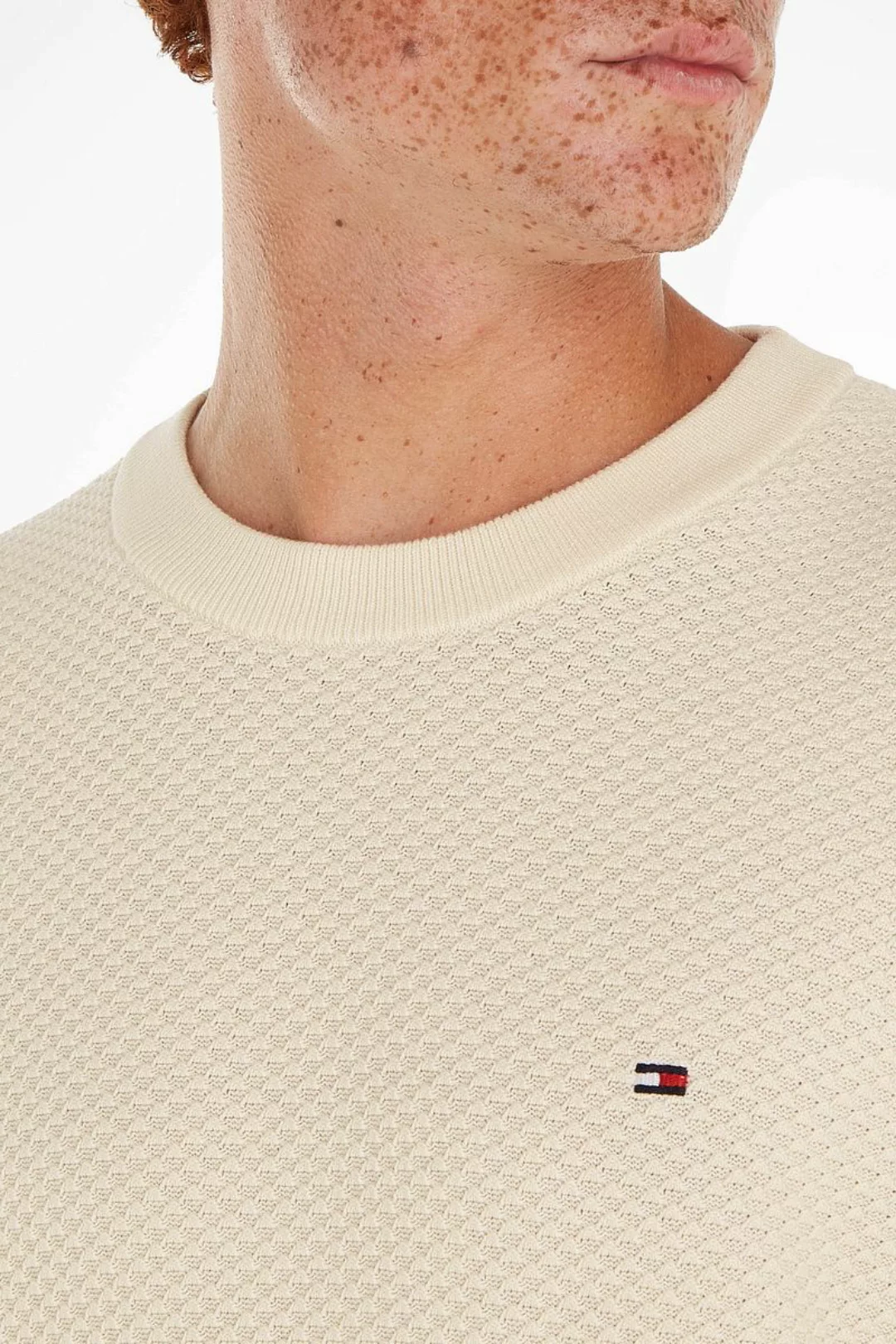 Tommy Hilfiger Pullover Struktur Ecru - Größe M günstig online kaufen