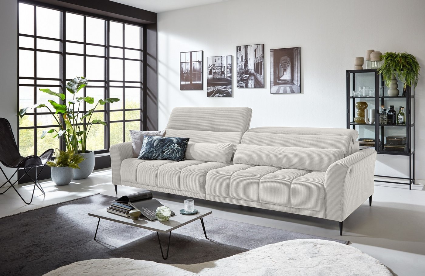 freiraum Big-Sofa Wolve, Kopfteilverstellung, 2 Kissen, Cord taupe - 280x10 günstig online kaufen