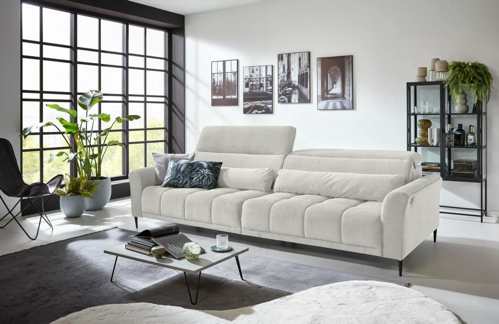 Iwaniccy Big-Sofa Kopfteilverstellung, 2 Kissen, Cord taupe - 280x108x118cm günstig online kaufen