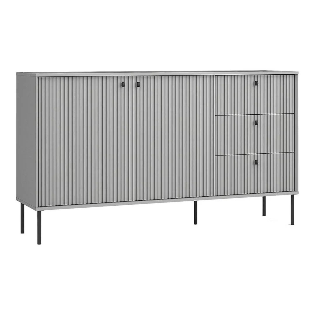 Sideboard 156cm in grau mit gerillter Front IPSWICH-166 günstig online kaufen