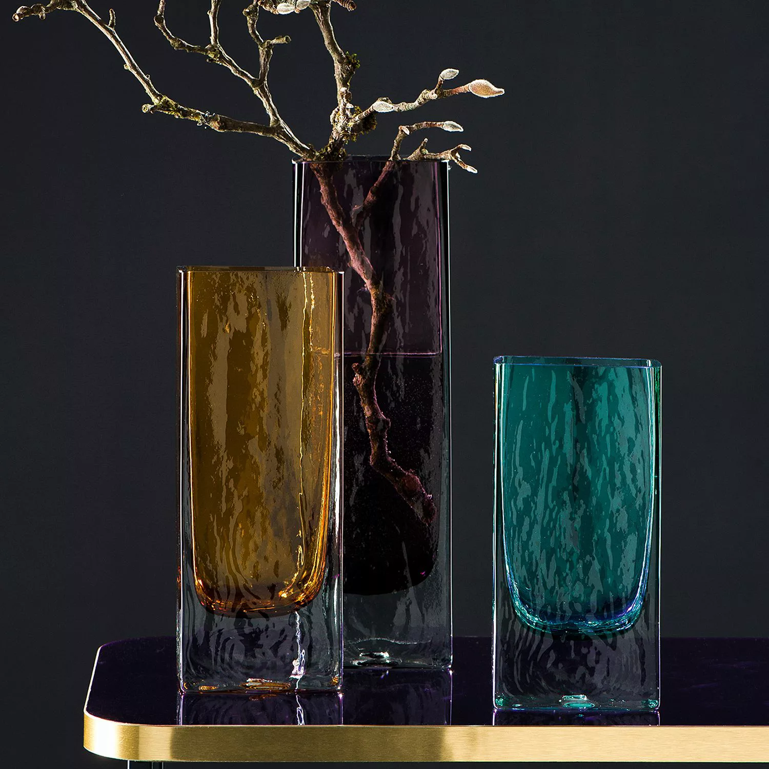 home24 Leonardo Vase Lucente XI Violett Glas 10x33x5 cm (BxHxT) illuminants günstig online kaufen