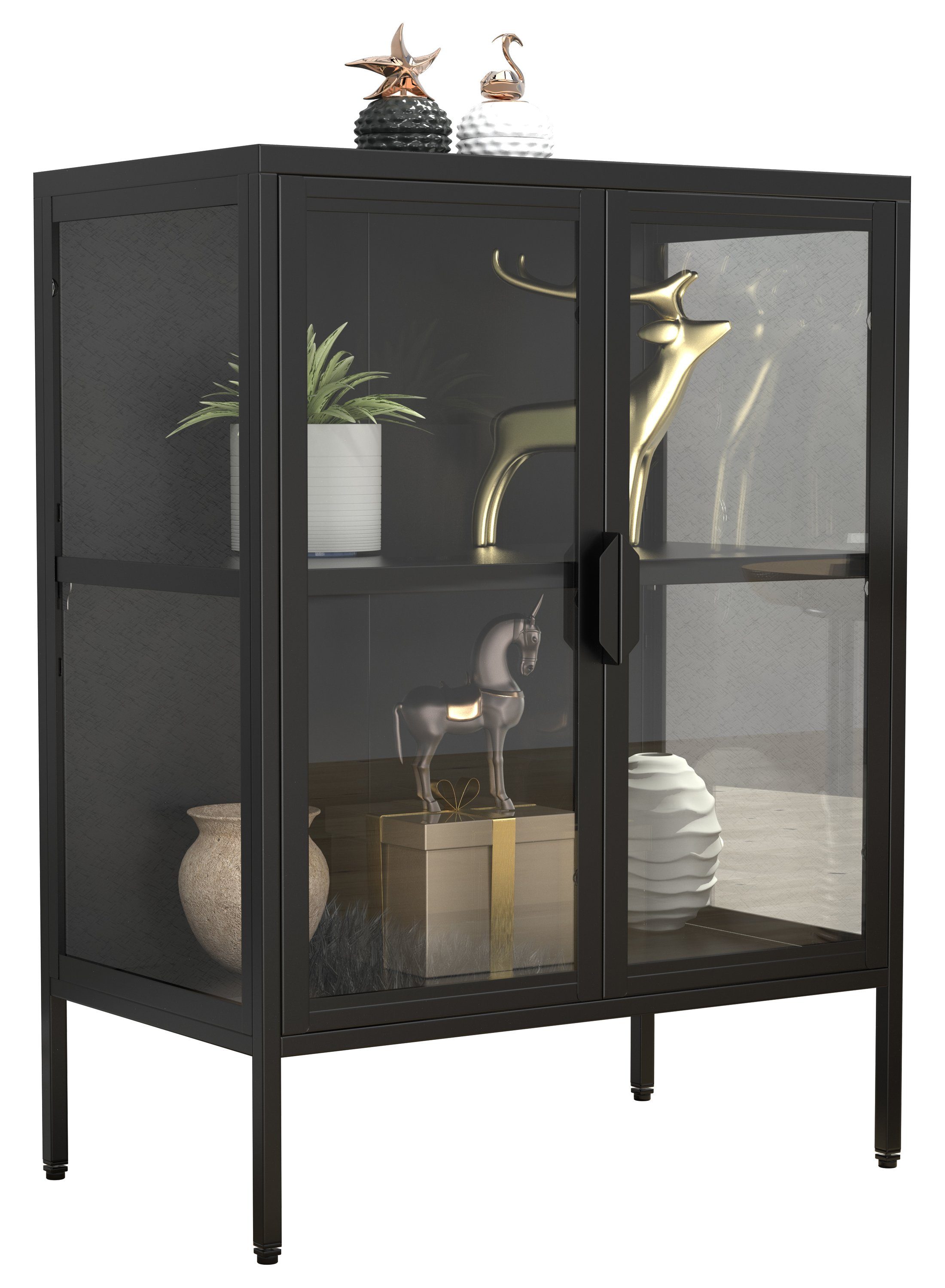 VCM Standvitrine Stahl Glas Standvitrine Vitrine günstig online kaufen