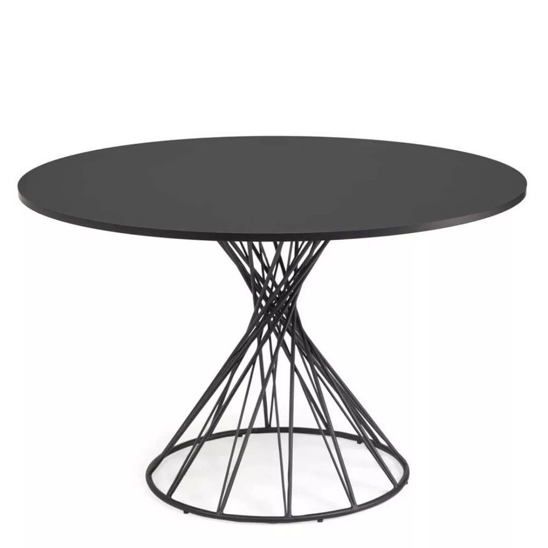 Esszimmertisch in Schwarz runde Tischplatte günstig online kaufen