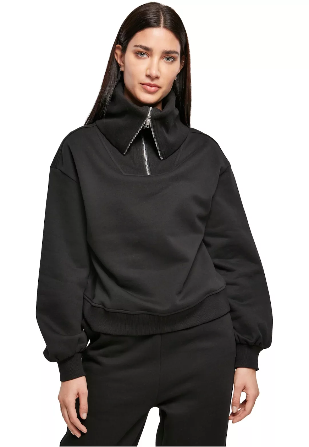 URBAN CLASSICS Sweater "Damen Ladies Oversized High Neck Troyer Crew", (1 t günstig online kaufen