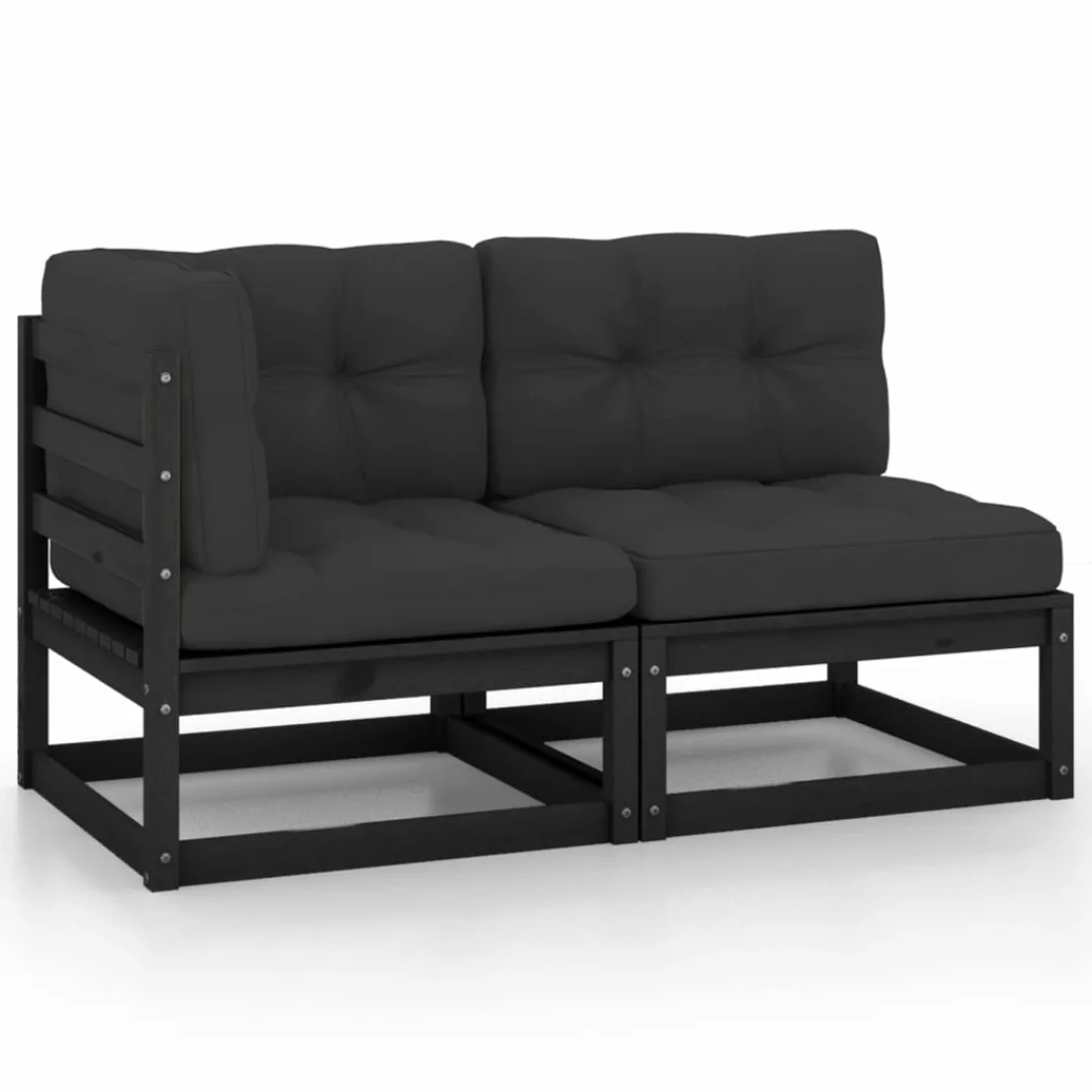 2-tlg. Garten-lounge-set Mit Kissen Schwarz Massivholz Kiefer günstig online kaufen