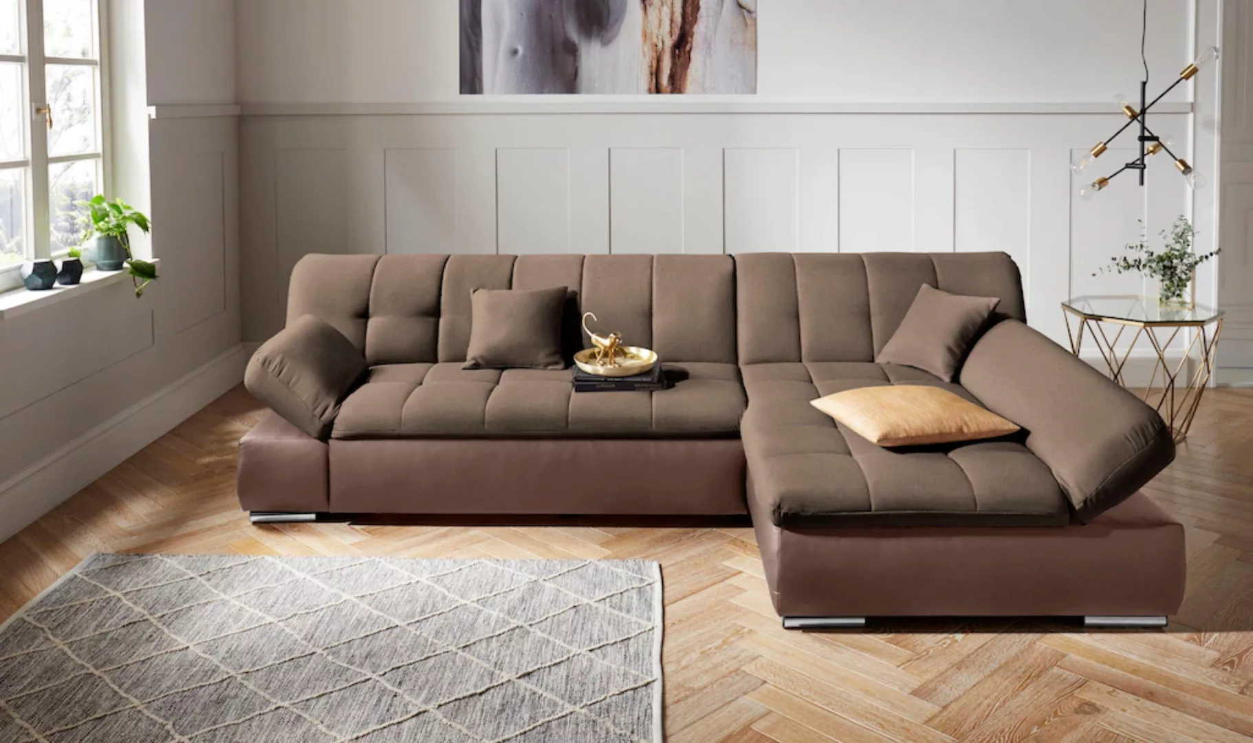 DOMO collection Ecksofa "Mona L-Form", wahlweise mit Bettfunktion günstig online kaufen