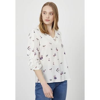 Just Like You  Blusen Floral Pattern Ruffled Sleeves V-Neck Blouse günstig online kaufen