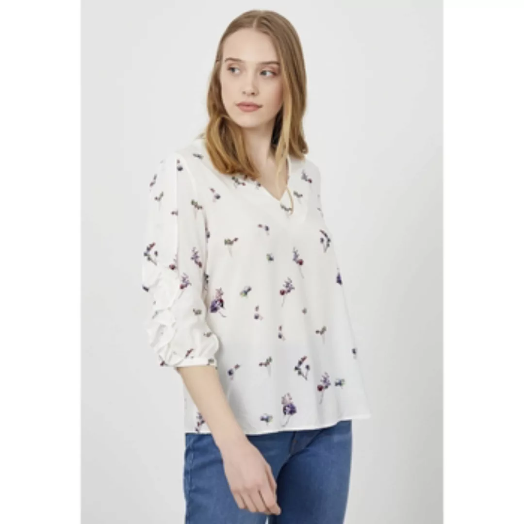 Just Like You  Blusen Floral Pattern Ruffled Sleeves V-Neck Blouse günstig online kaufen