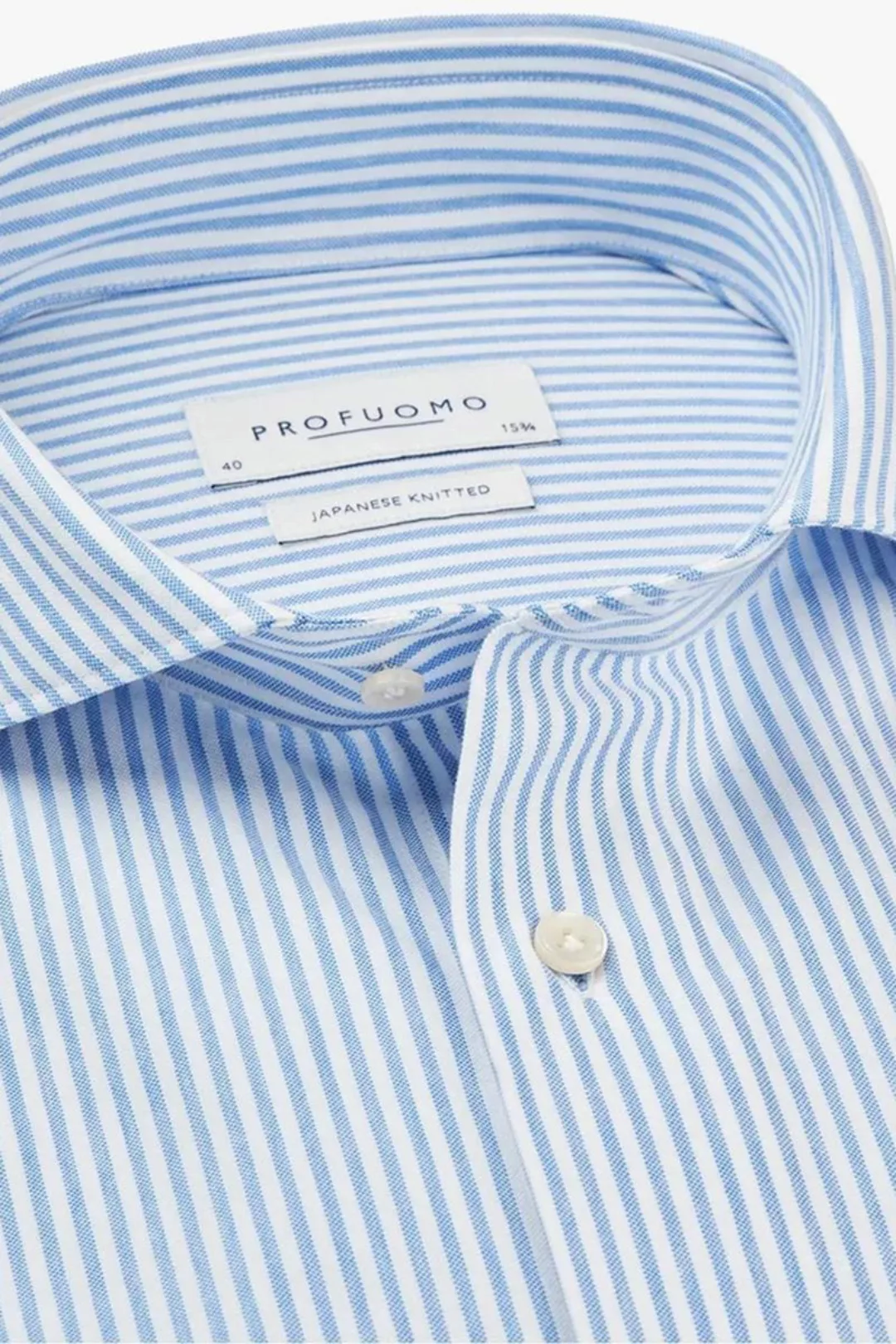 Profuomo Hemd Japanese Knitted Blau Streifen - Größe 40 günstig online kaufen