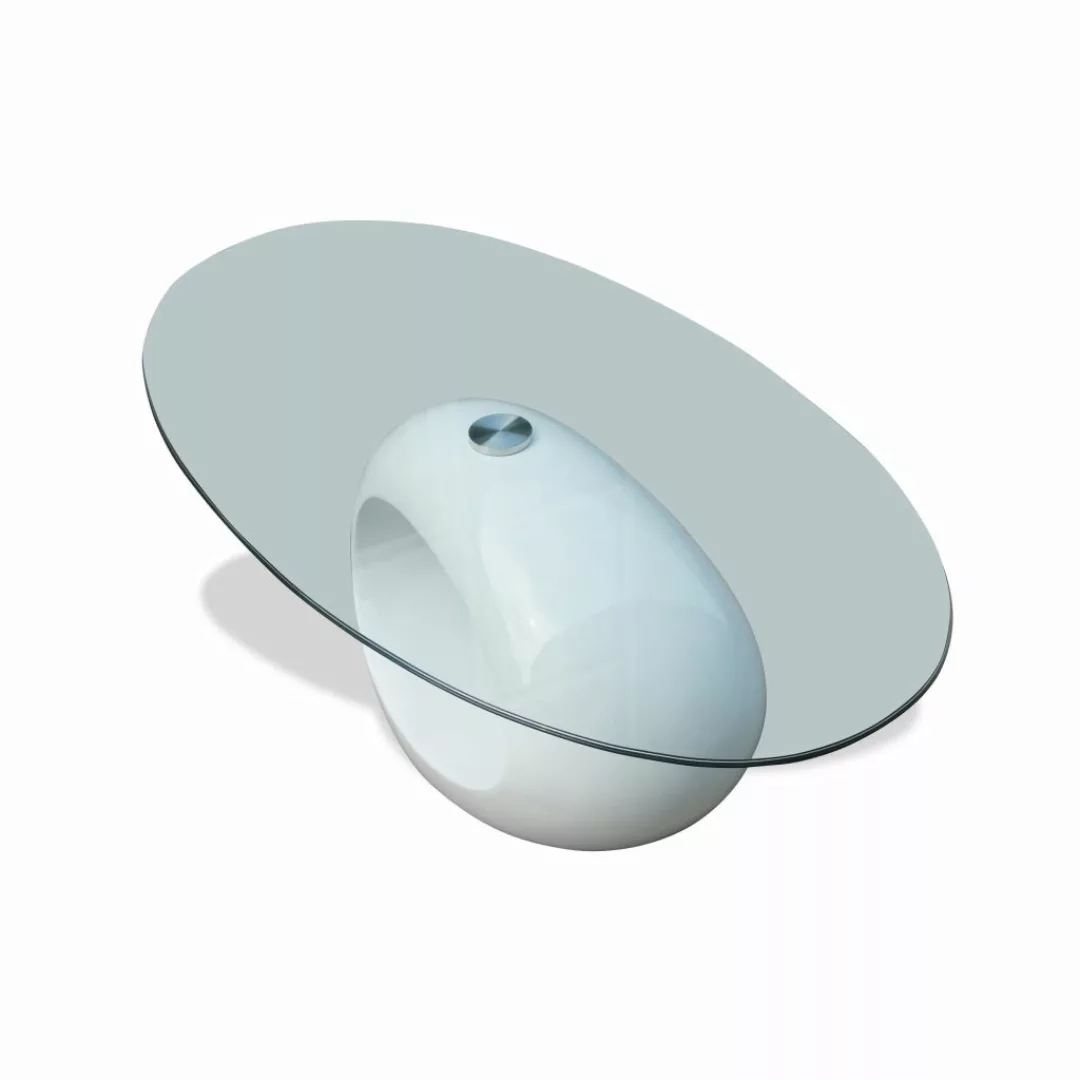 Couchtisch Mit Ovaler Glasplatte Hochglanz Weiß günstig online kaufen