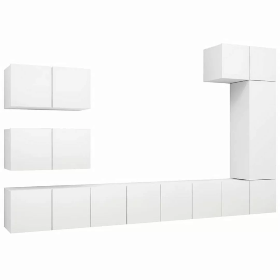 vidaXL TV-Schrank 8-tlg. TV-Schrank-Set Weiß Holzwerkstoff (8-St) günstig online kaufen