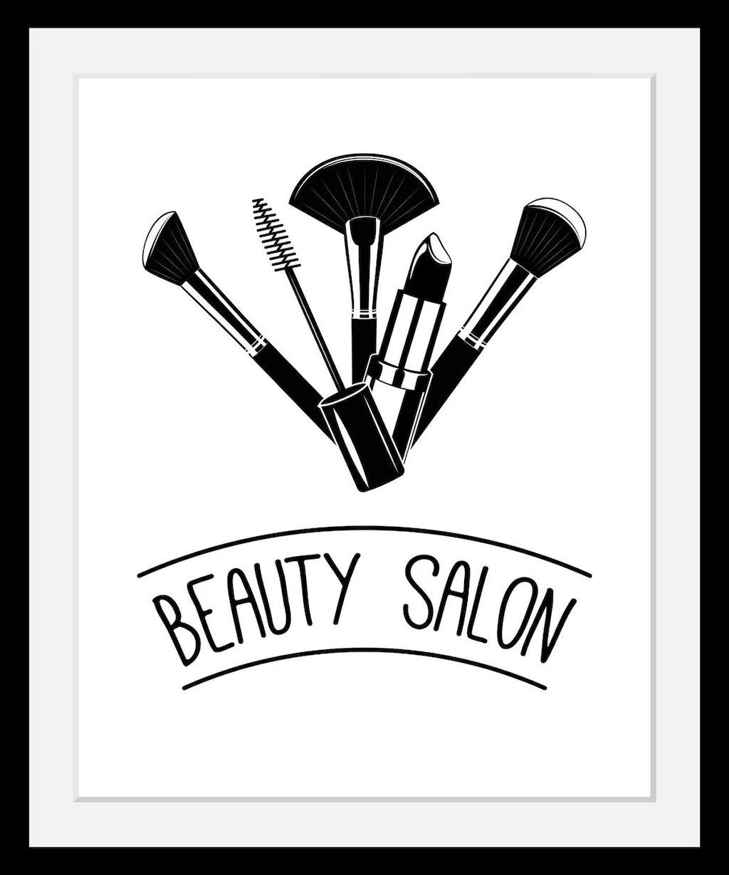 queence Bild "Beauty Salon", Schwarz-Weiß-Fashion-Schriftzug-Schriftzüge, H günstig online kaufen