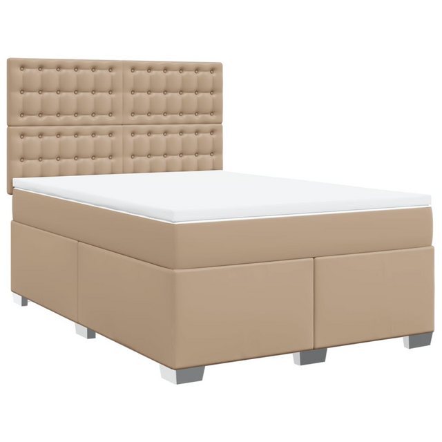 vidaXL Bett Boxspringbett Matratze Cappuccino-Braun 140x200cm Kunstleder günstig online kaufen