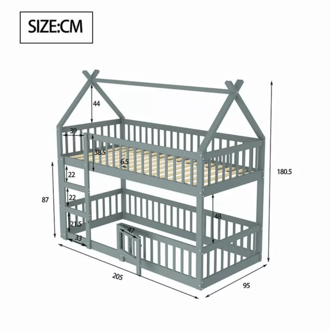 Sweiko Etagenbett Kinder-Familienbett mit Treppe, (Loft Design, Massivholz- günstig online kaufen