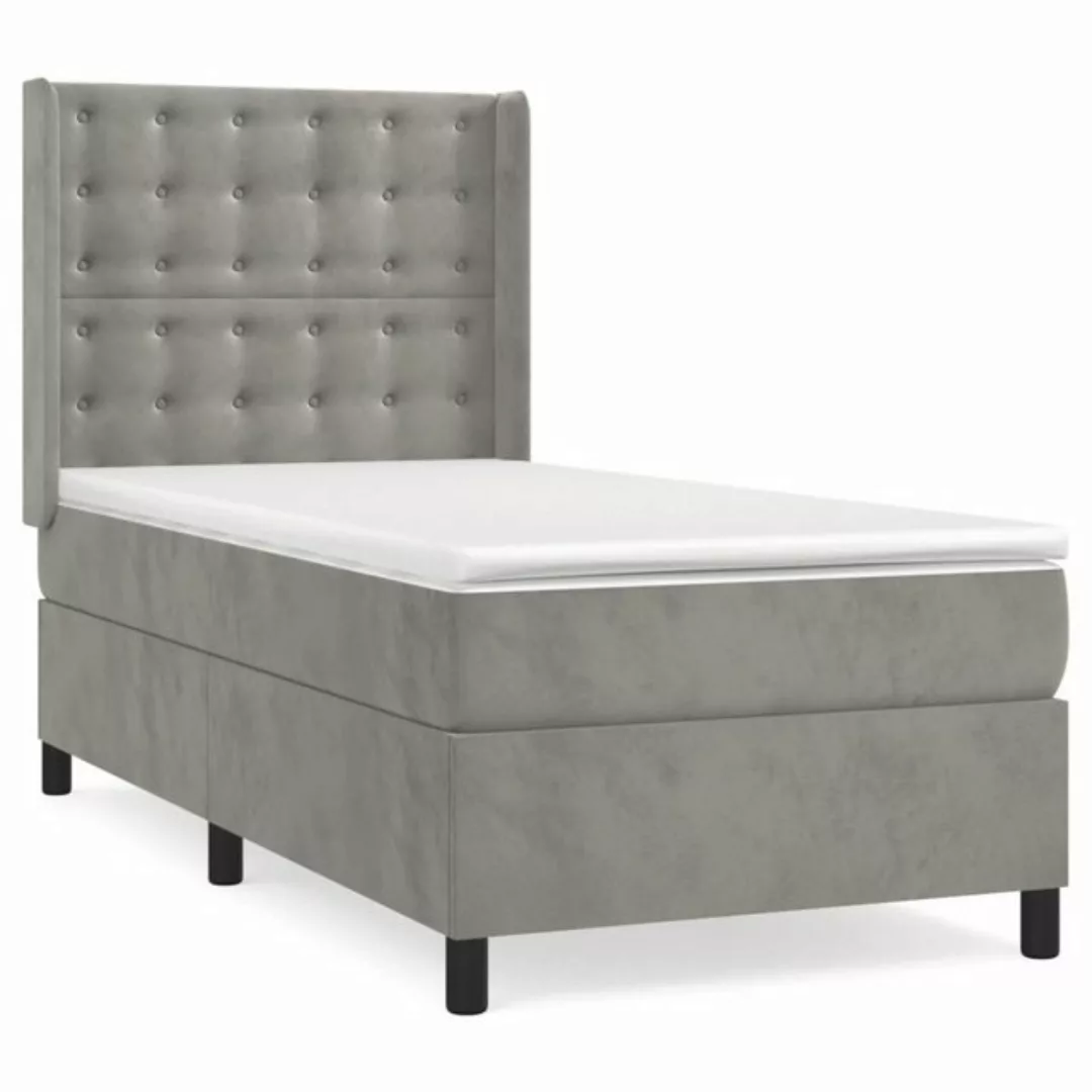 vidaXL Boxspringbett Boxspringbett mit Matratze Dunkelgrau 80x200 cm Samt B günstig online kaufen