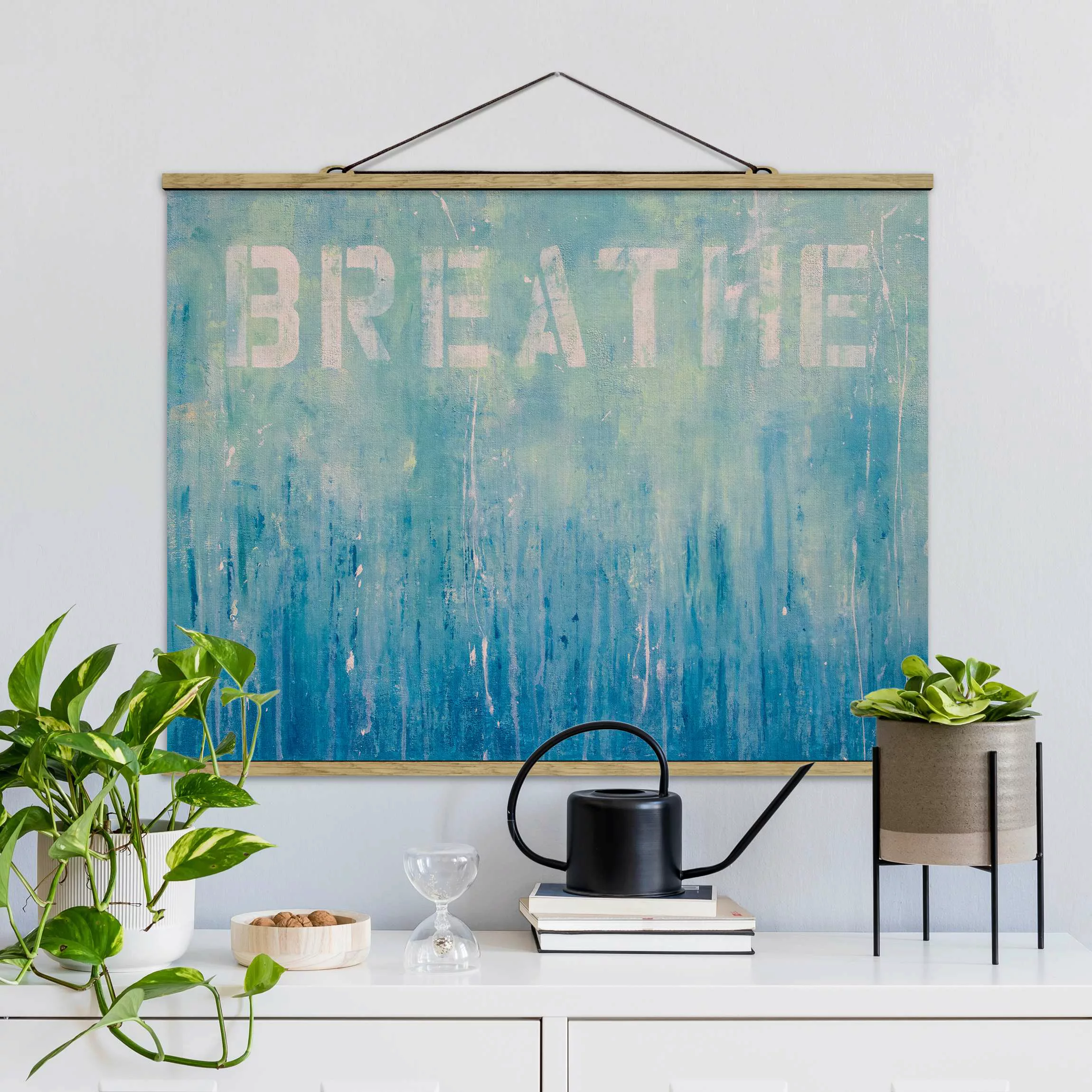 Stoffbild mit Posterleisten Breathe Street Art günstig online kaufen