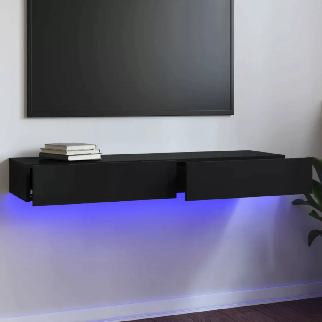 Vidaxl Tv-schrank Mit Led-leuchten Hochglanz-schwarz 120x35x15,5 Cm günstig online kaufen