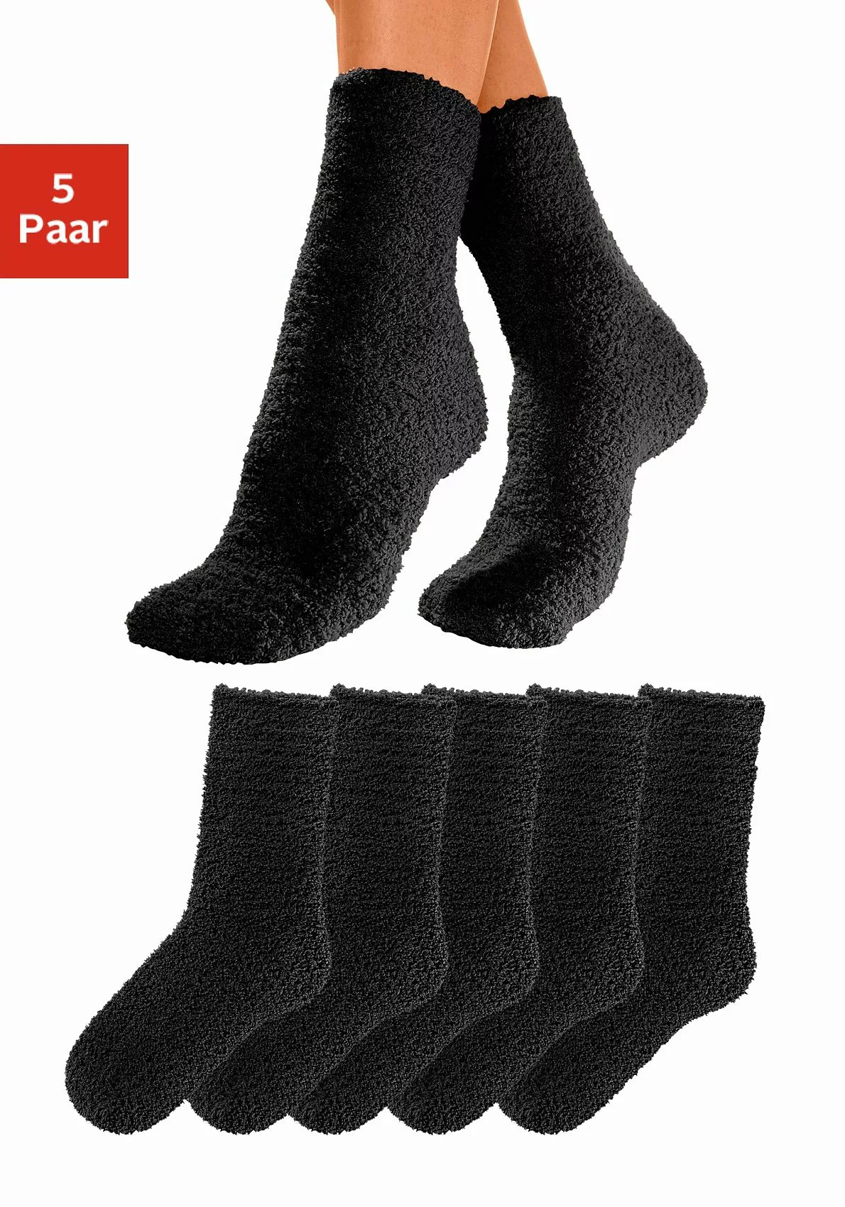 Lavana Kuschelsocken, (Packung, 5 Paar), ideal als Hausschuhersatz günstig online kaufen