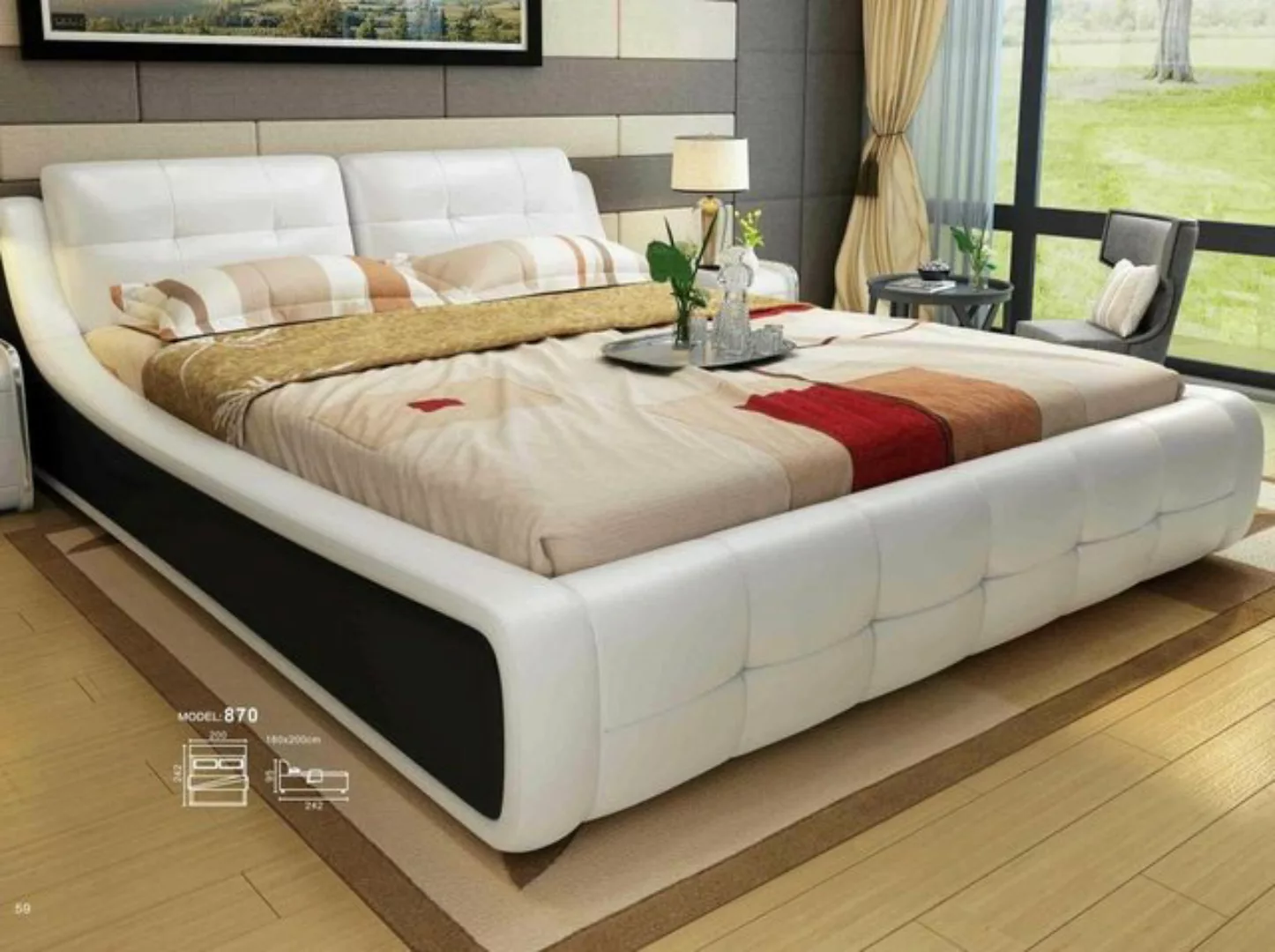JVmoebel Bett, Design Bett Schlafzimmer Betten Textil Hotel Luxus Polster M günstig online kaufen
