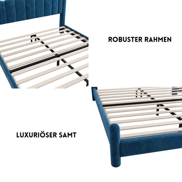 SeedWave Polsterbett mit Hochwertigem Samtstoff, Doppelbett 140x200cm, 160x günstig online kaufen