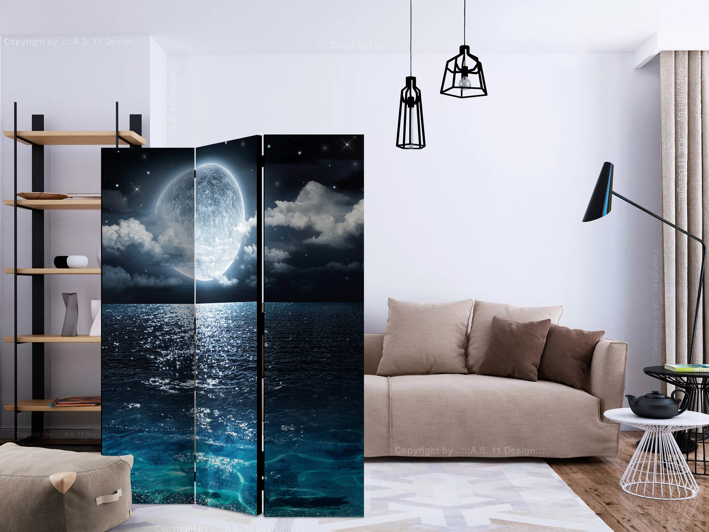 3-teiliges Paravent - Blue Lagoon [room Dividers] günstig online kaufen