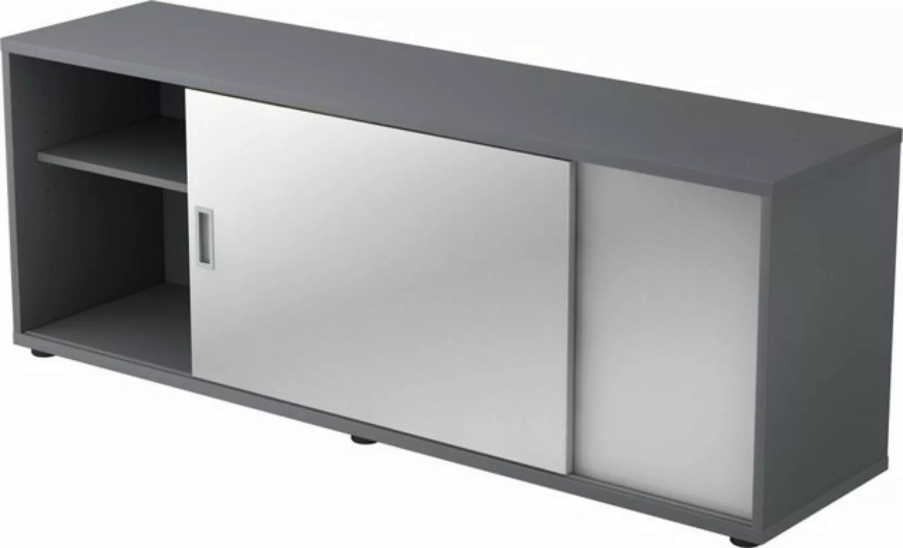 Aktenschrank Sideboard 1,5 OH BxTxH 160x40x59,6cm Graphit/Nussbaum günstig online kaufen