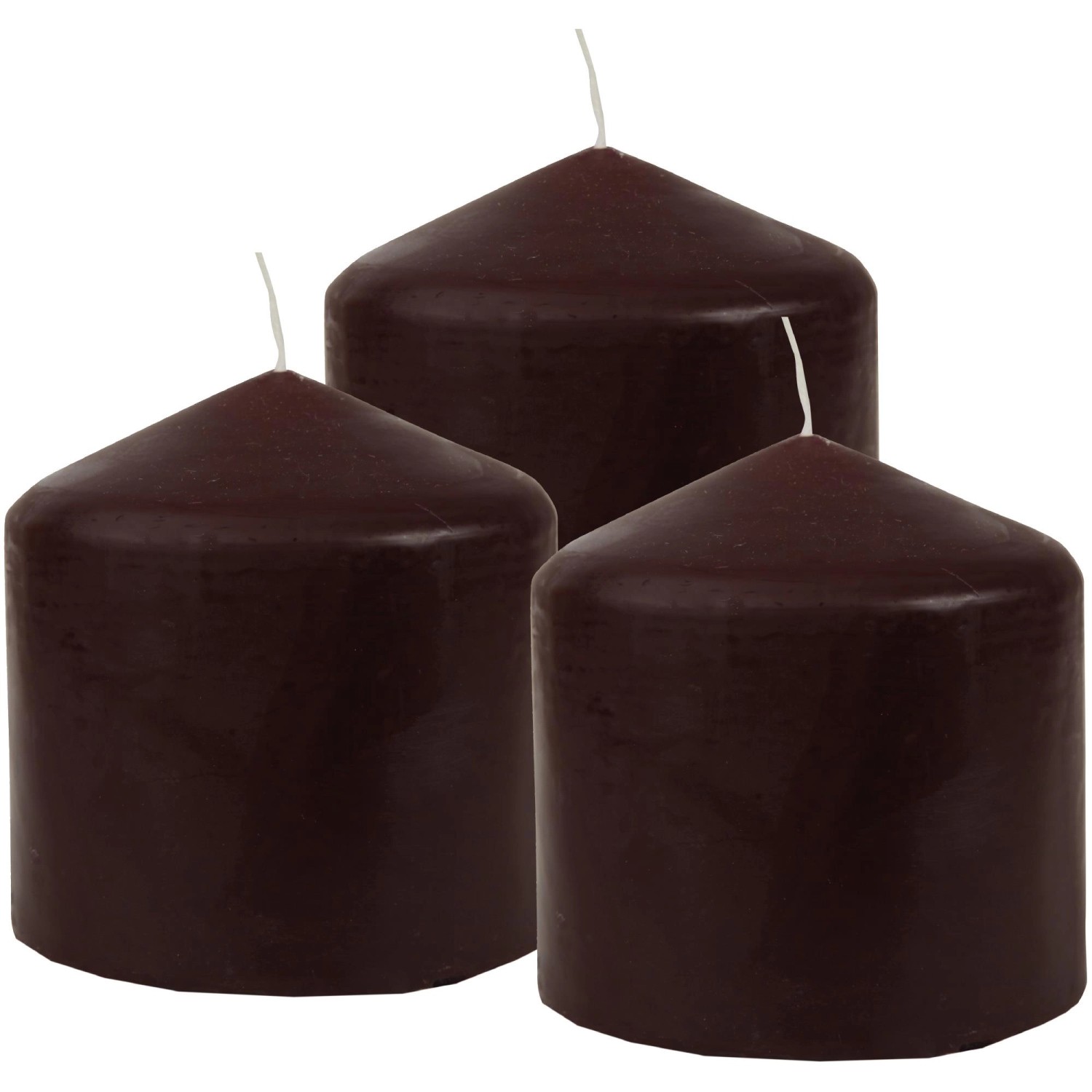 HS Candle Stumpenkerzen Ø8cm 3er Pack Braun günstig online kaufen