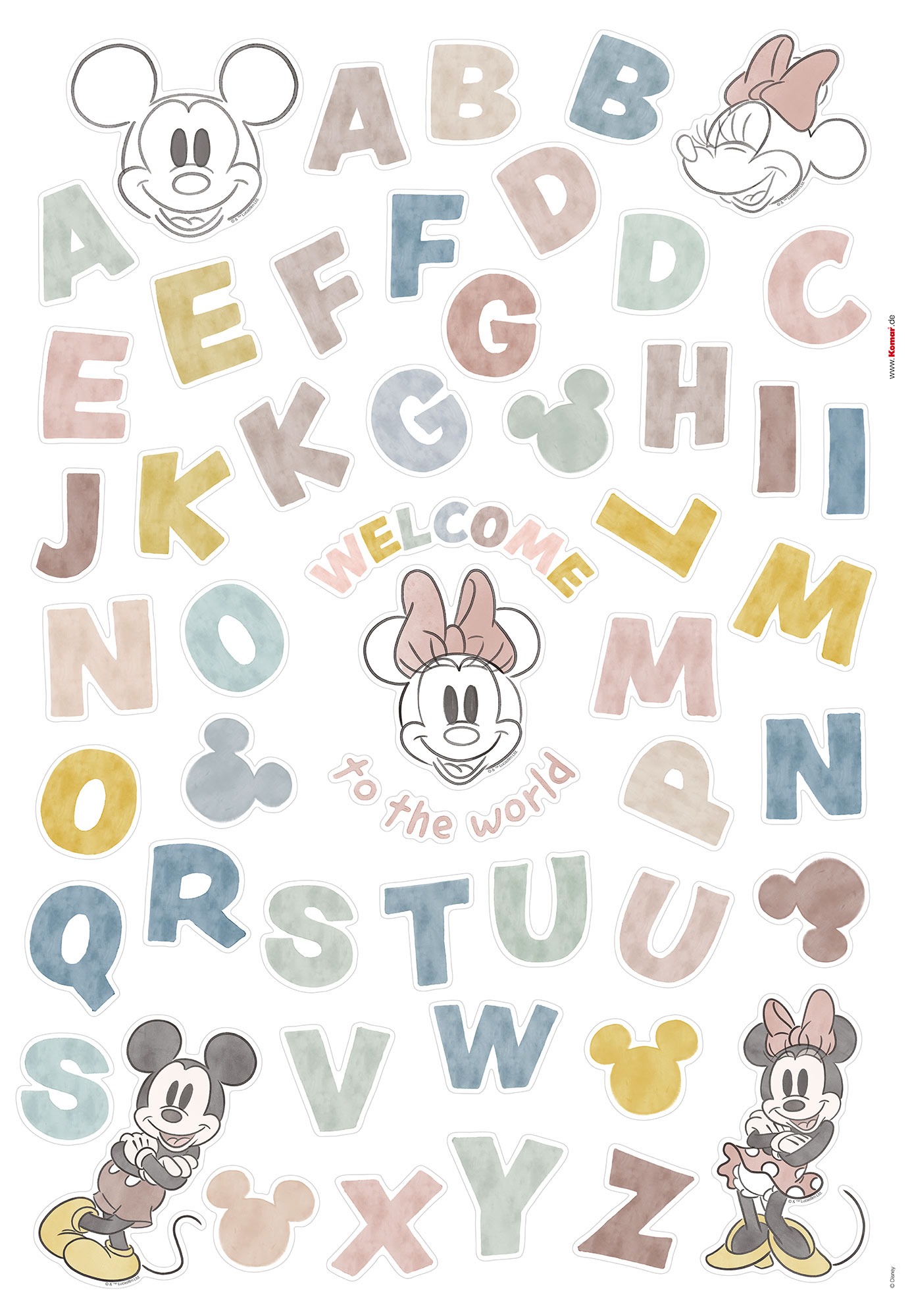 Komar Wandtattoo "Mickey Alphabet - Größe 50 x 70 cm", (56 St.), selbstkleb günstig online kaufen