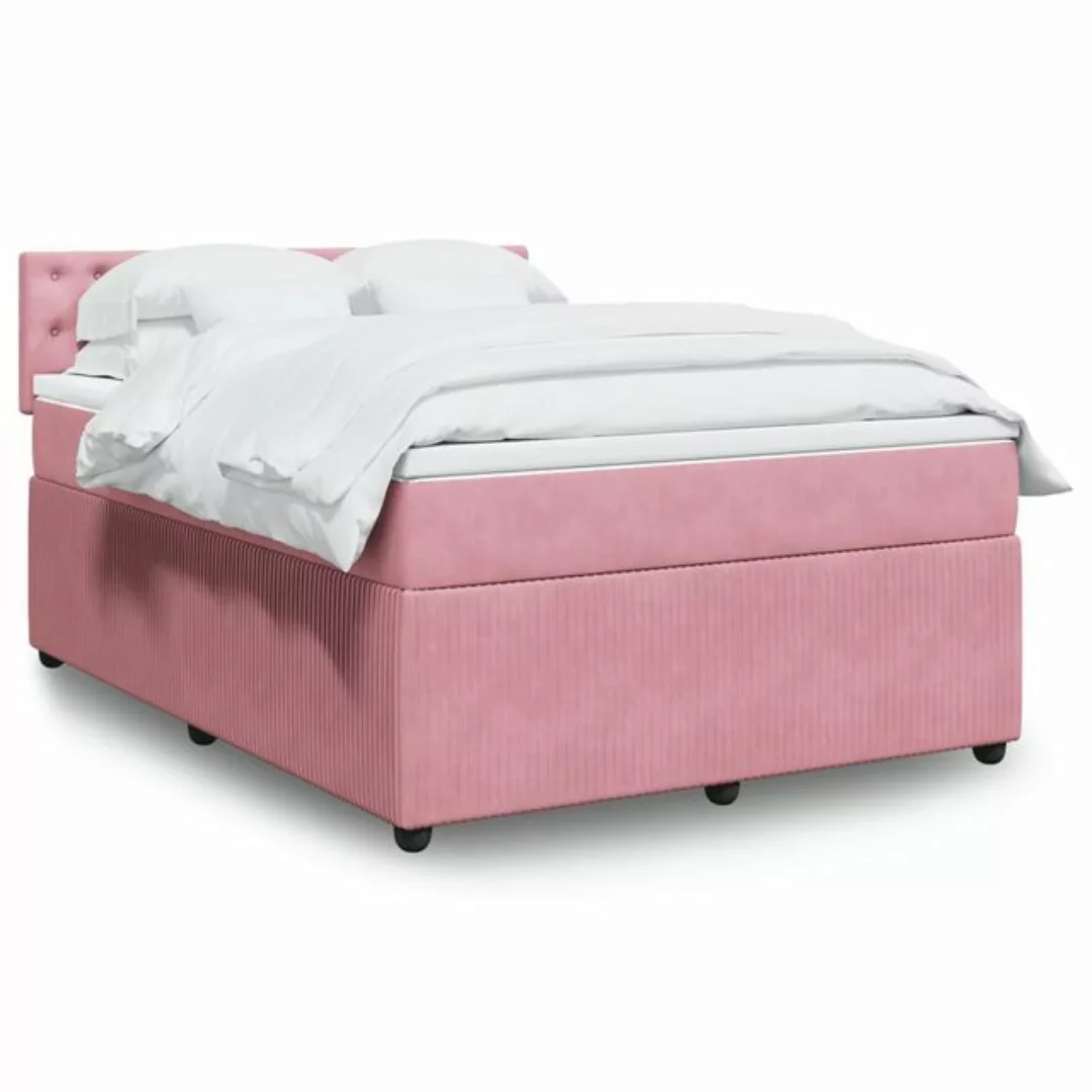 vidaXL Boxspringbett, Boxspringbett mit Matratze Rosa 140x190 cm Samt günstig online kaufen