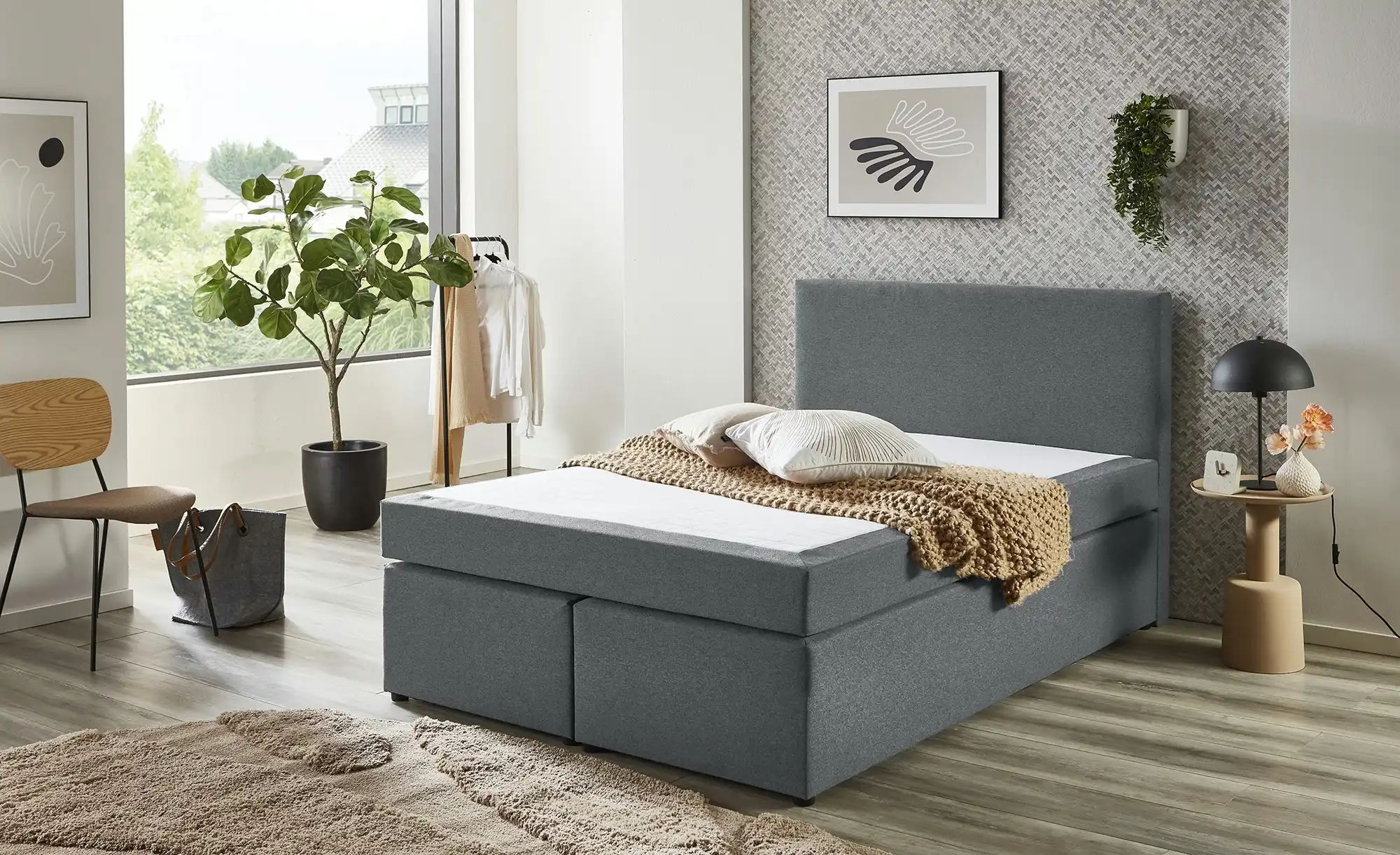 Boxspringbett  Ashbourne ¦ grau ¦ Maße (cm): B: 180 H: 105 Betten > Boxspri günstig online kaufen