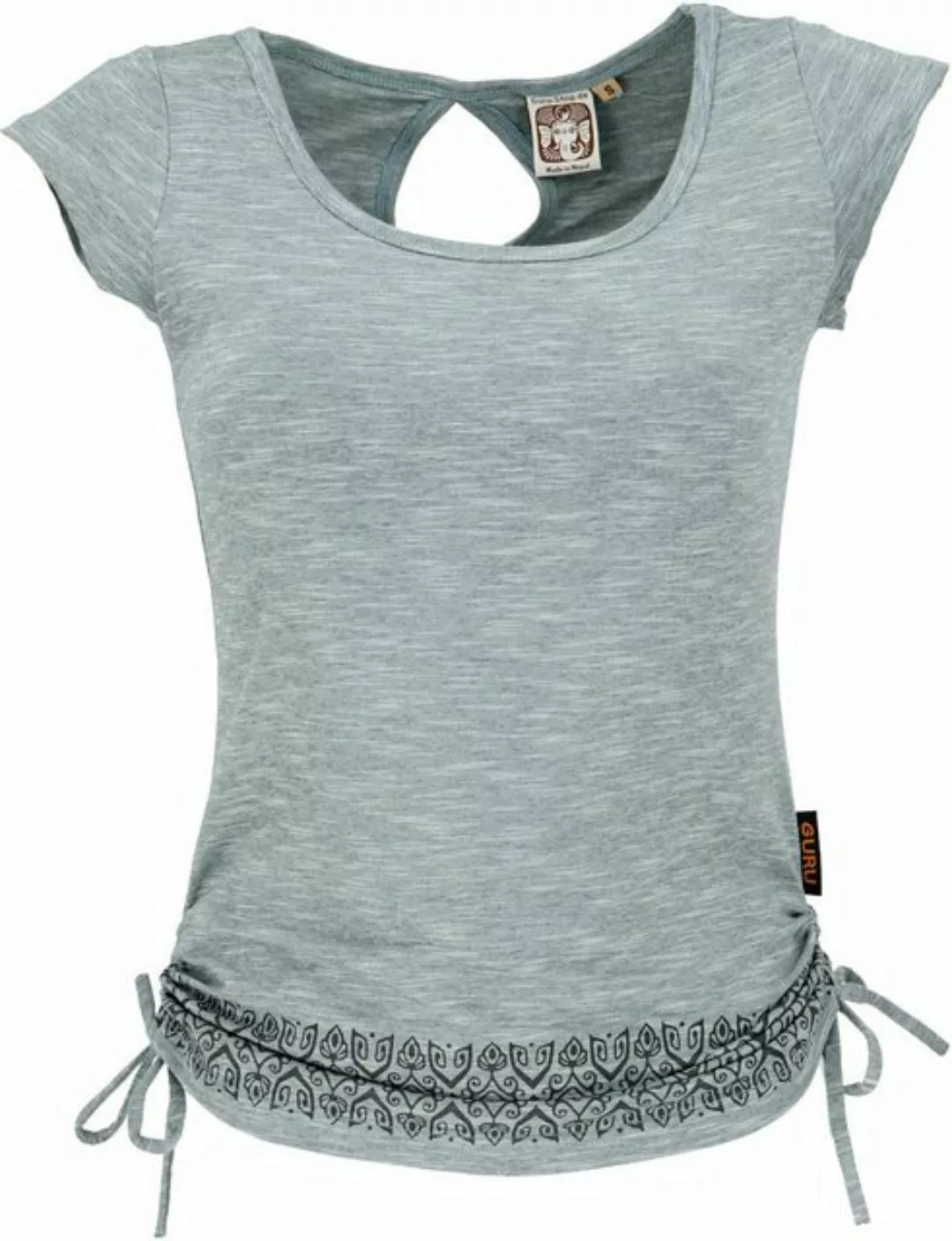 Guru-Shop T-Shirt Yoga -T-Shirt aus Bio-Baumwolle - graublau alternative Be günstig online kaufen