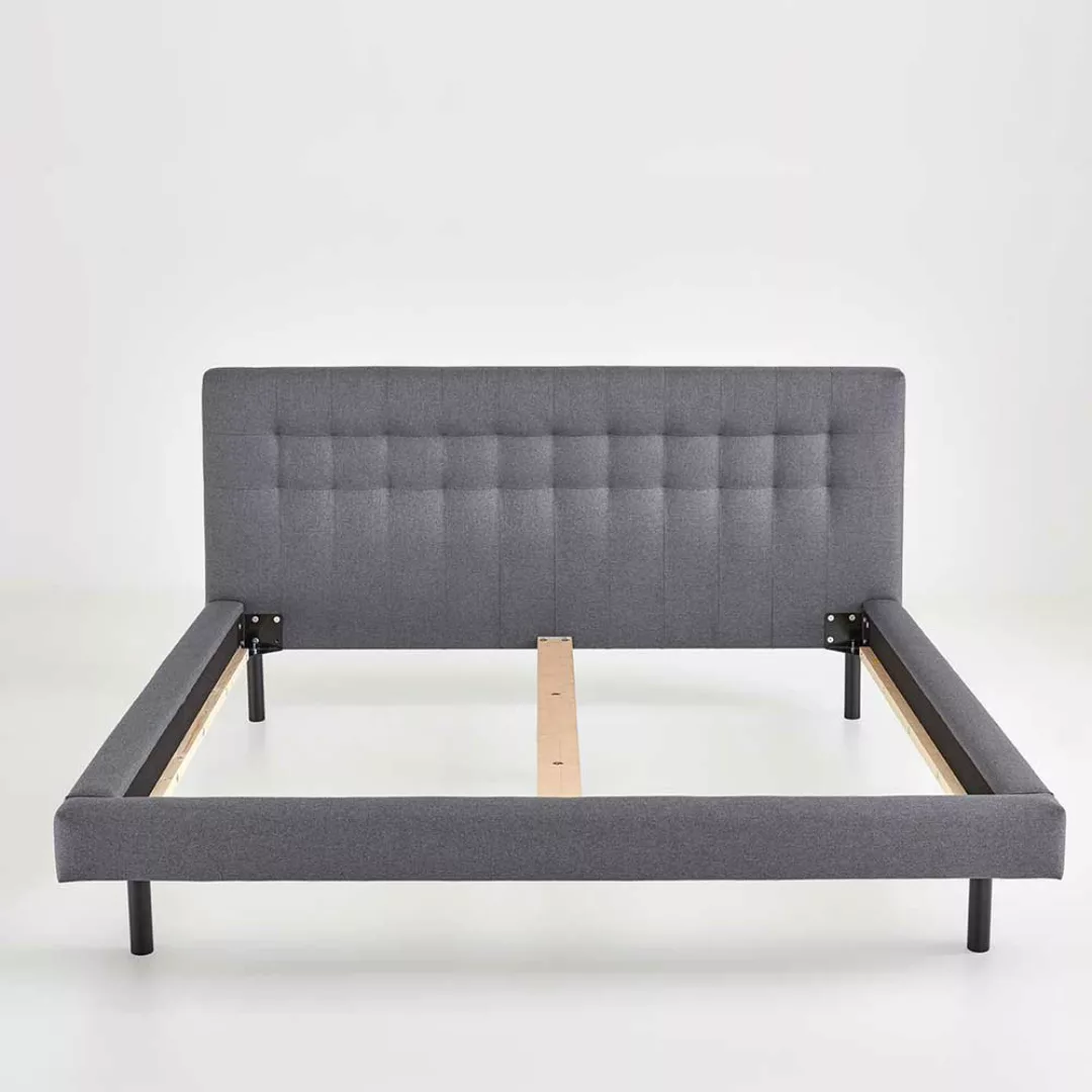 Niedriges Bett Polster Hellgrau in modernem Design 102 cm Kopfteil günstig online kaufen