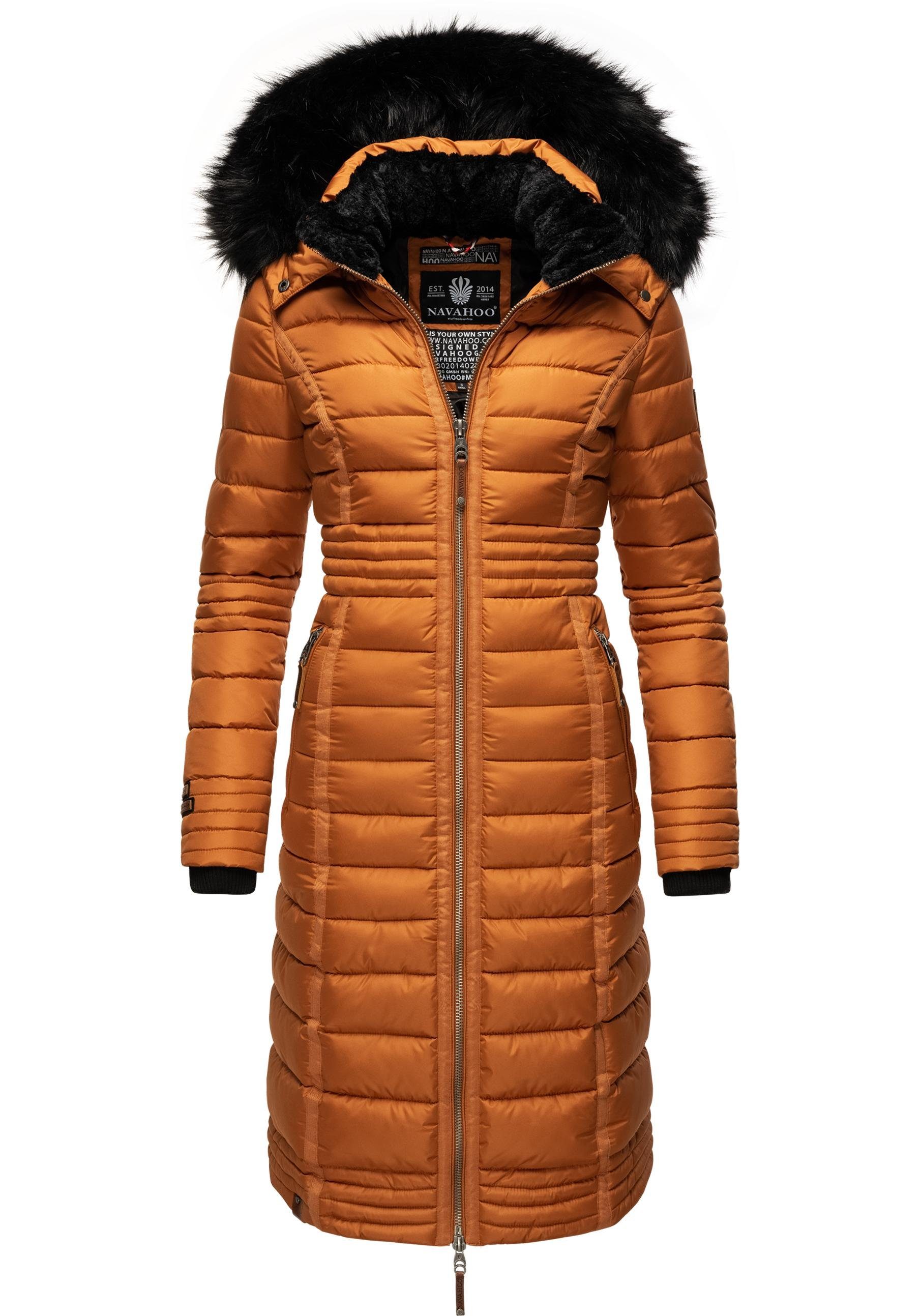 Navahoo Wintermantel "Umay", langer Damen Winter Steppmantel mit Kunstfellk günstig online kaufen