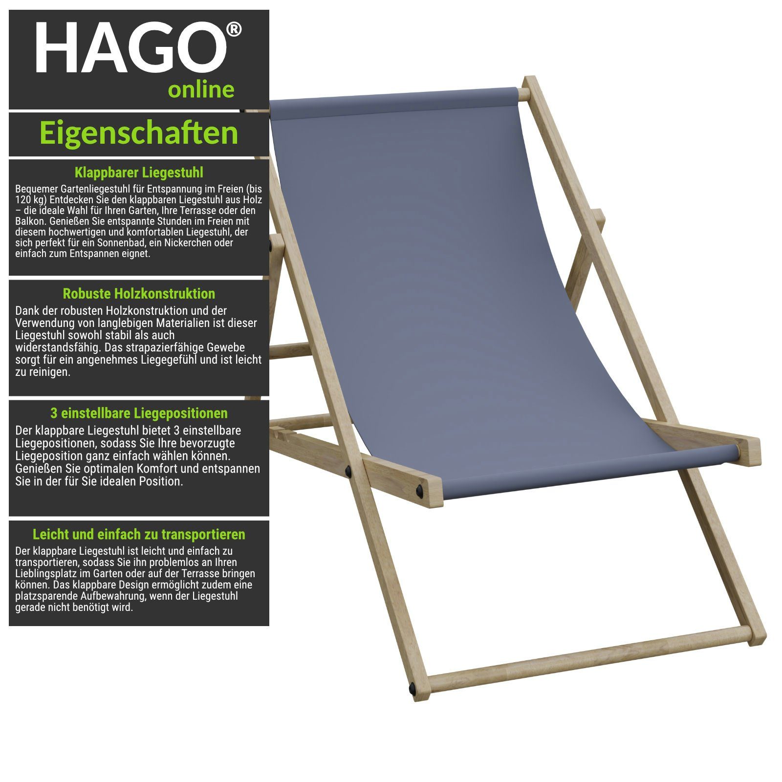 HAGO Gartenliege 2er Set Liegestuhl Doppelpack günstig online kaufen