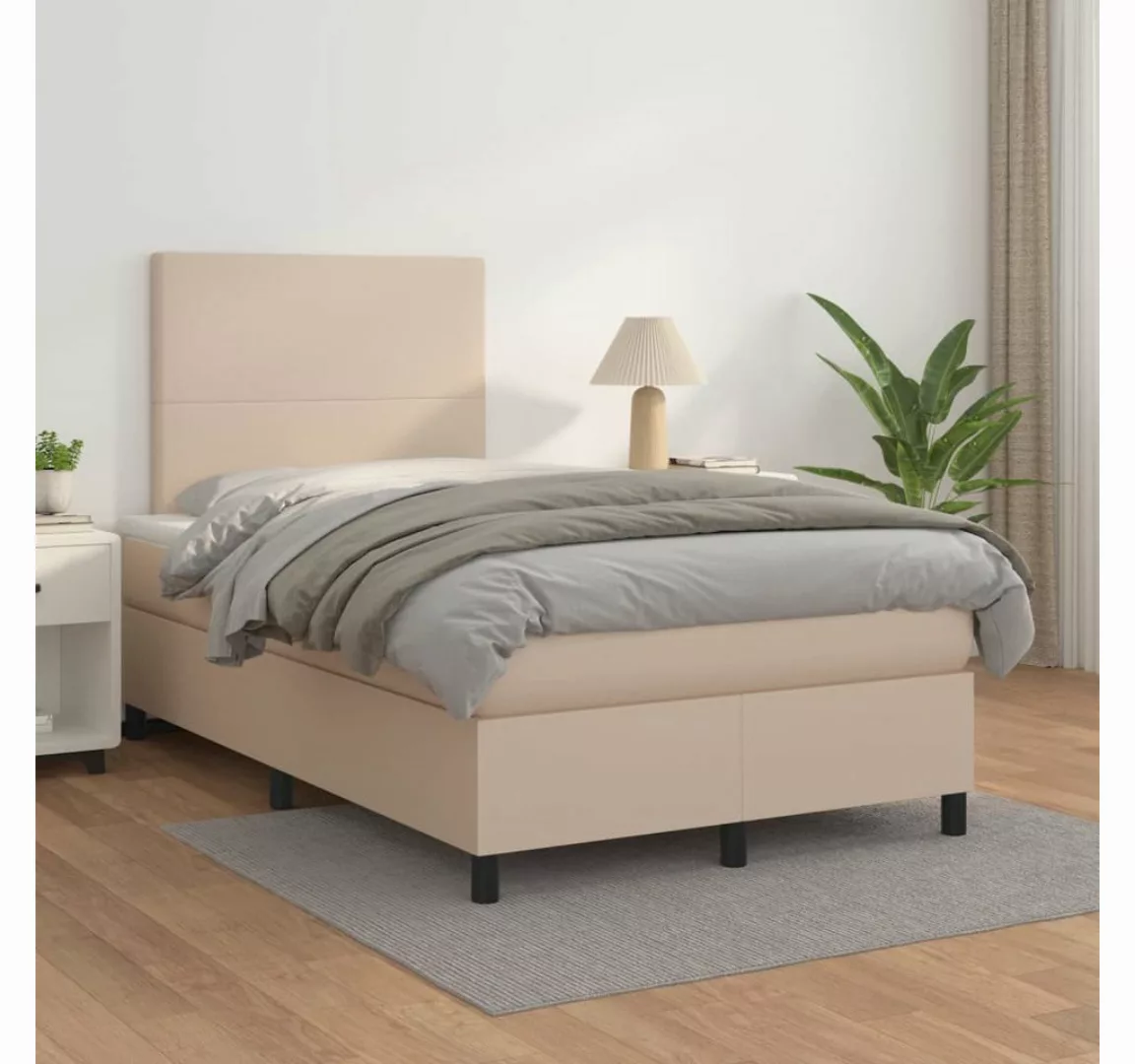 vidaXL Boxspringbett, Boxspringbett Matratze Cappuccino-Braun 120x200cm Kun günstig online kaufen