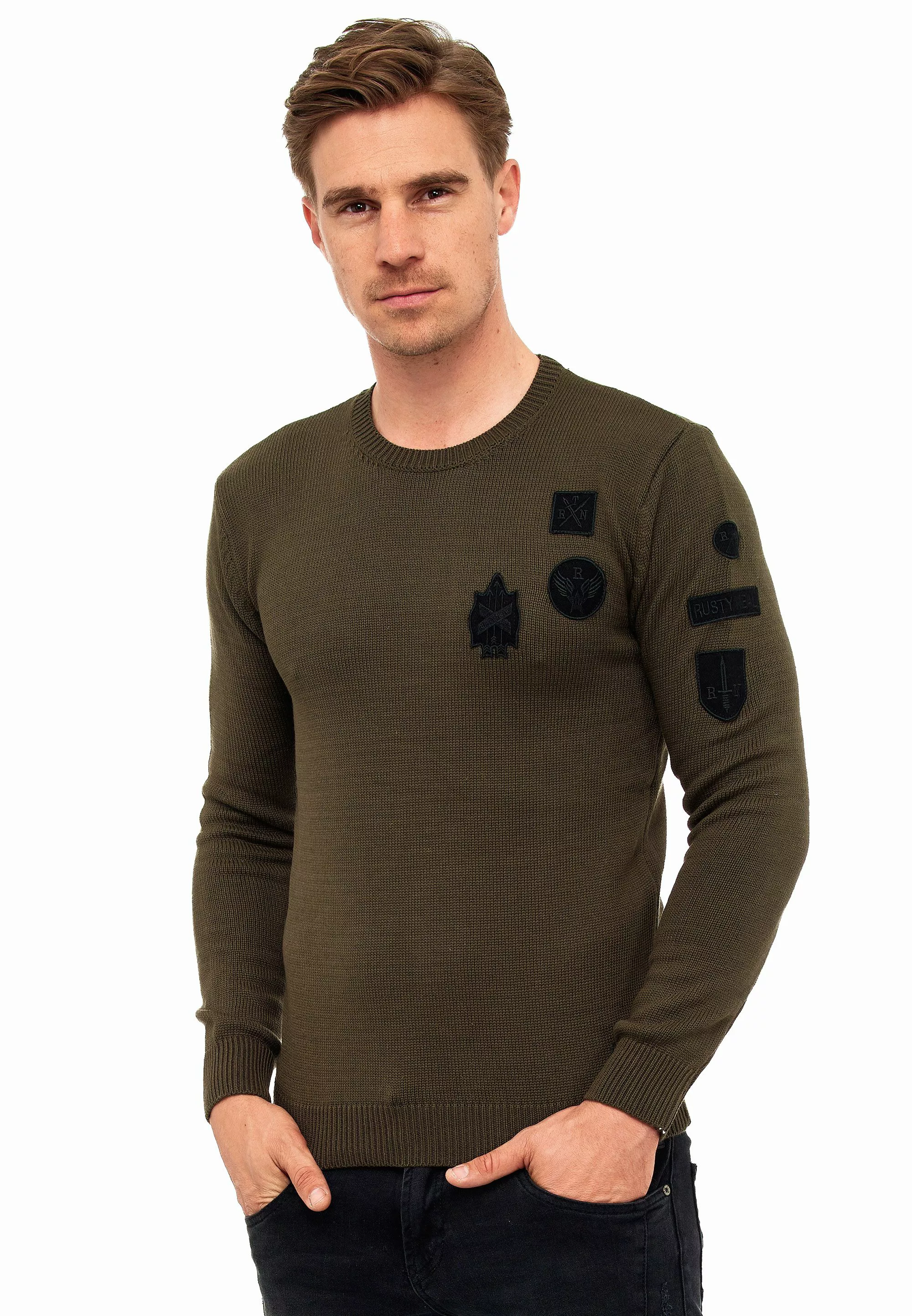 Rusty Neal Strickpullover, mit coolen Patches günstig online kaufen