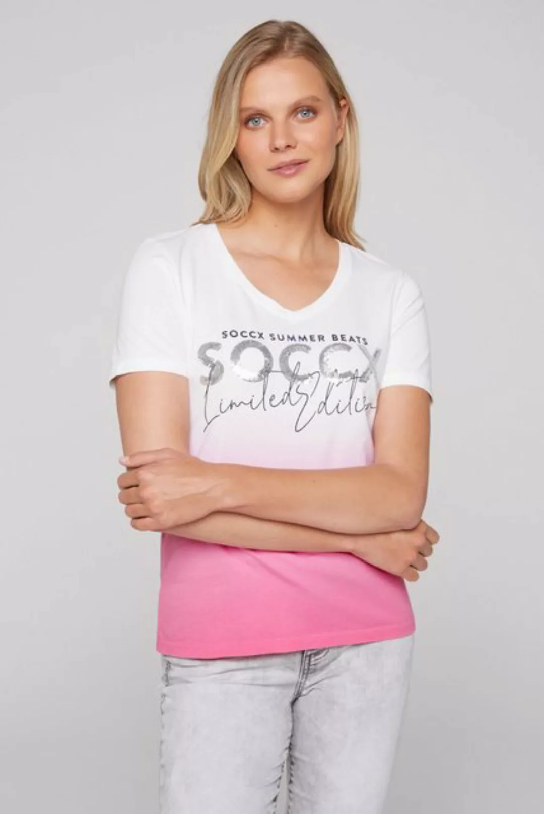 SOCCX V-Shirt aus Baumwolle günstig online kaufen