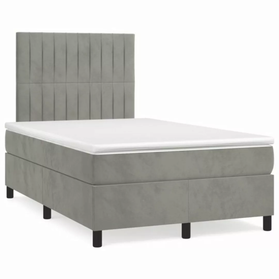 vidaXL Boxspringbett Boxspringbett mit Matratze Hellgrau 120x200 cm Samt Be günstig online kaufen