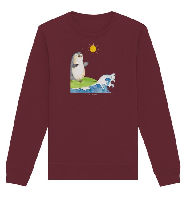 Mr. & Mrs. Panda Longpullover Größe M Pinguin Surfer - Burgundy - Geschenk, günstig online kaufen