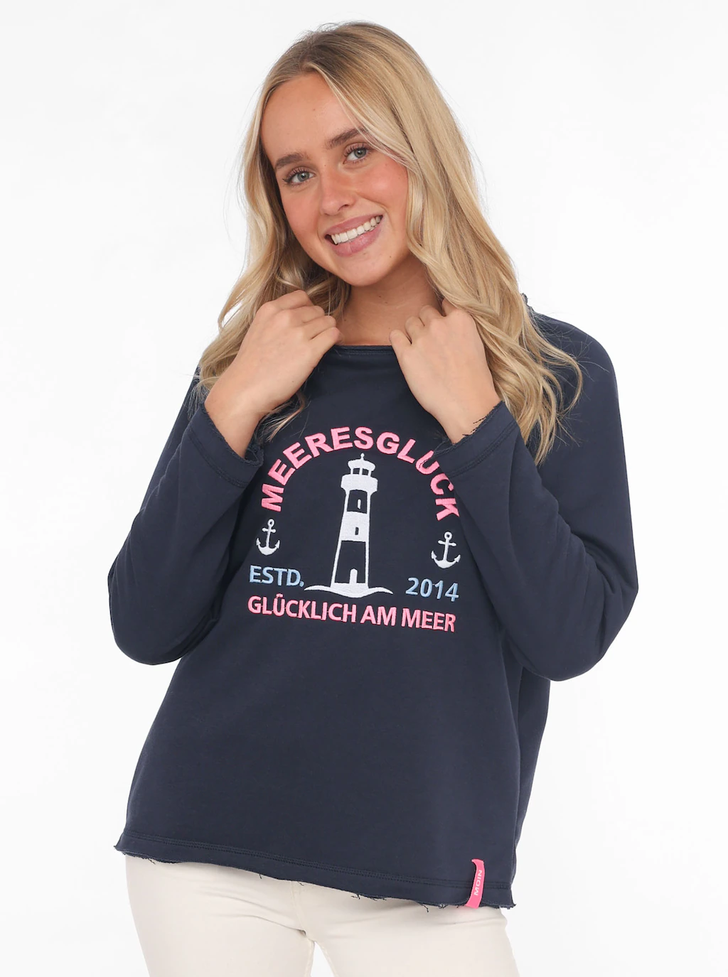 Zwillingsherz Sweatshirt ""Glücklich am Meer"", mit Used-Look Kanten, Leuch günstig online kaufen