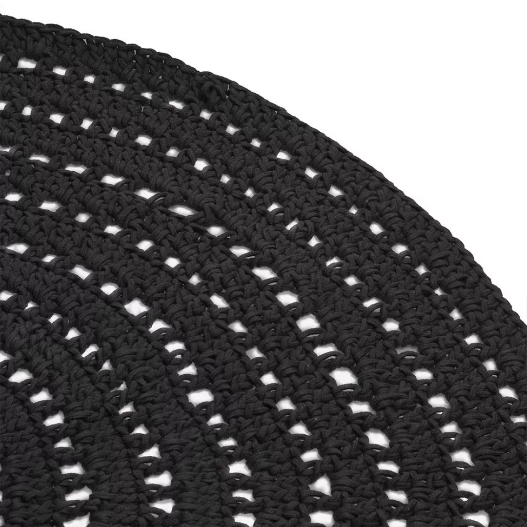 Runder Häkelteppich aus Baumwolle Schwarz günstig online kaufen