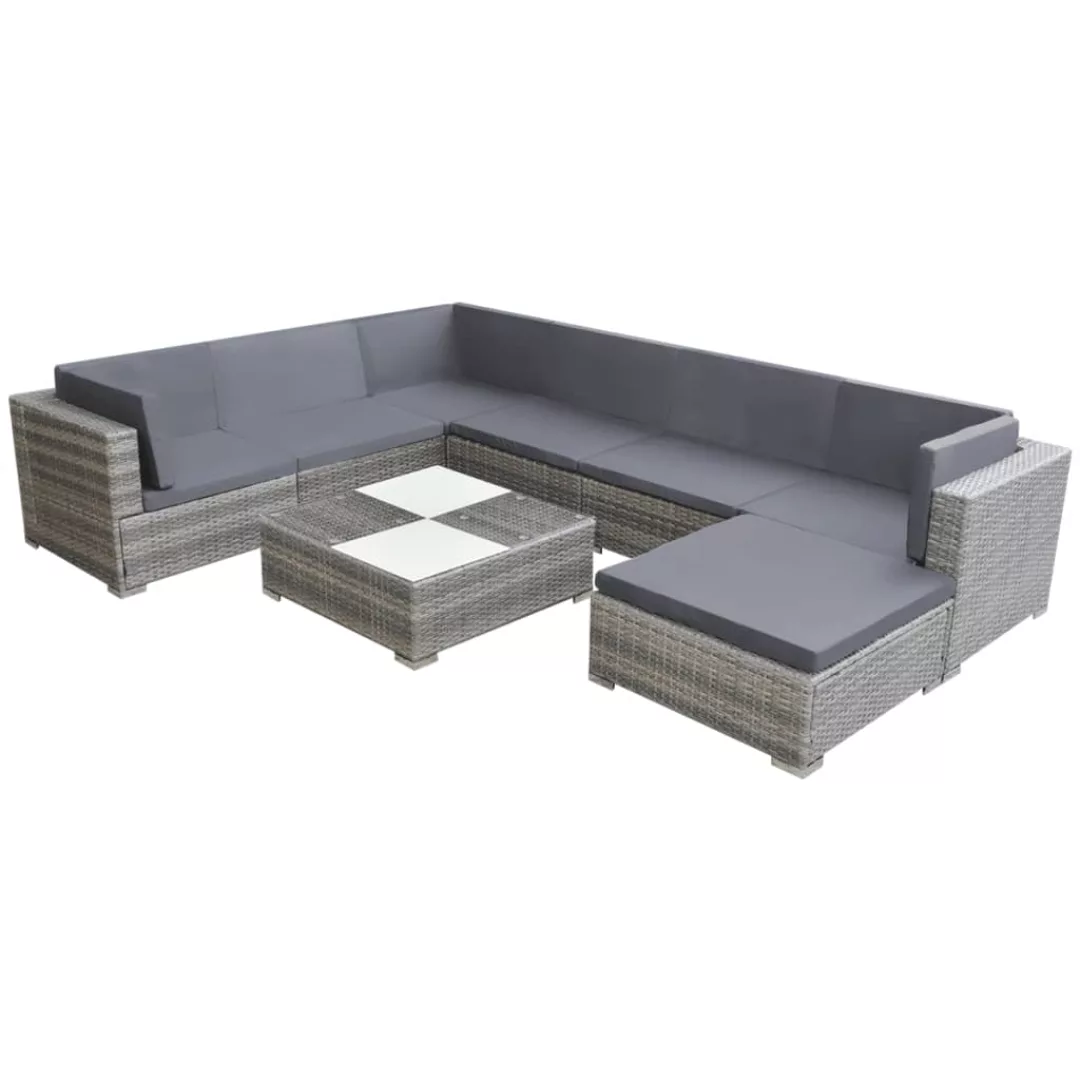 Vidaxl 8-tlg. Garten-lounge-set Mit Kissen Poly Rattan Grau günstig online kaufen