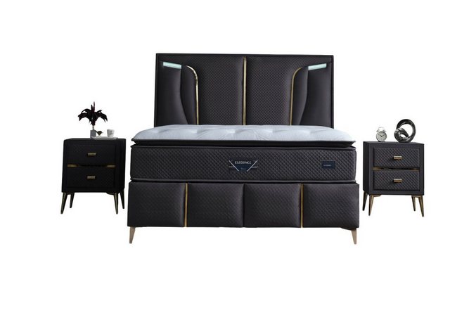 Villa Möbel Boxspringbett Elegance (Bett Set, Bett Set aus Bettkasten, Kopf günstig online kaufen