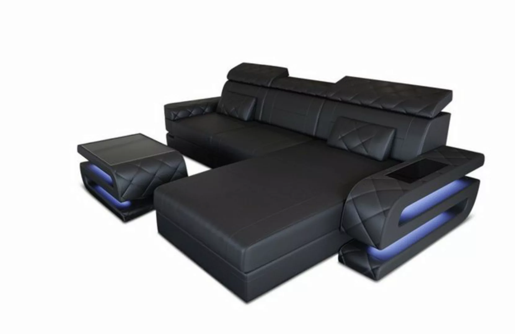 Sofa Dreams Ecksofa Ledersofa Bologna L Form Leder Sofa, Couch, mit LED, wa günstig online kaufen