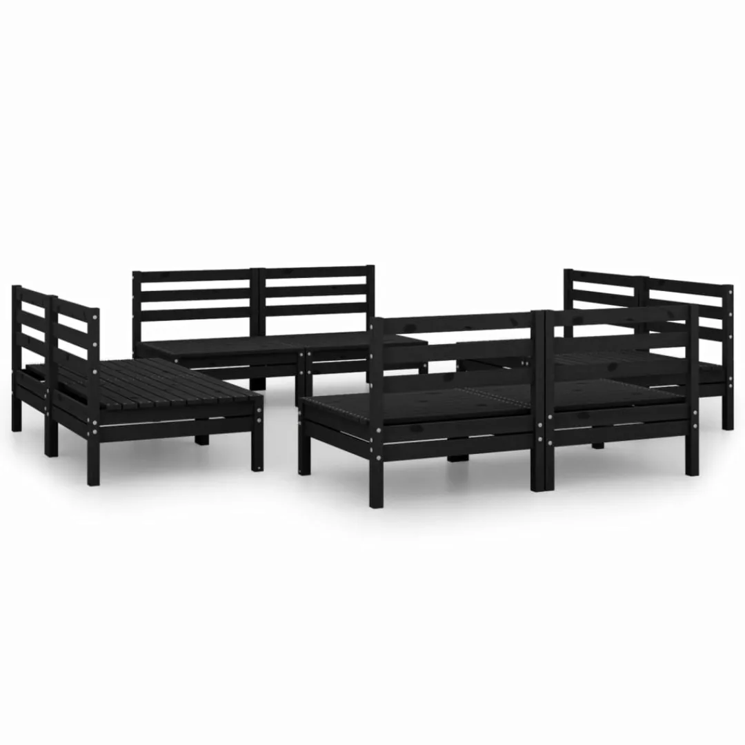 8-tlg. Garten-lounge-set Schwarz Massivholz Kiefer günstig online kaufen