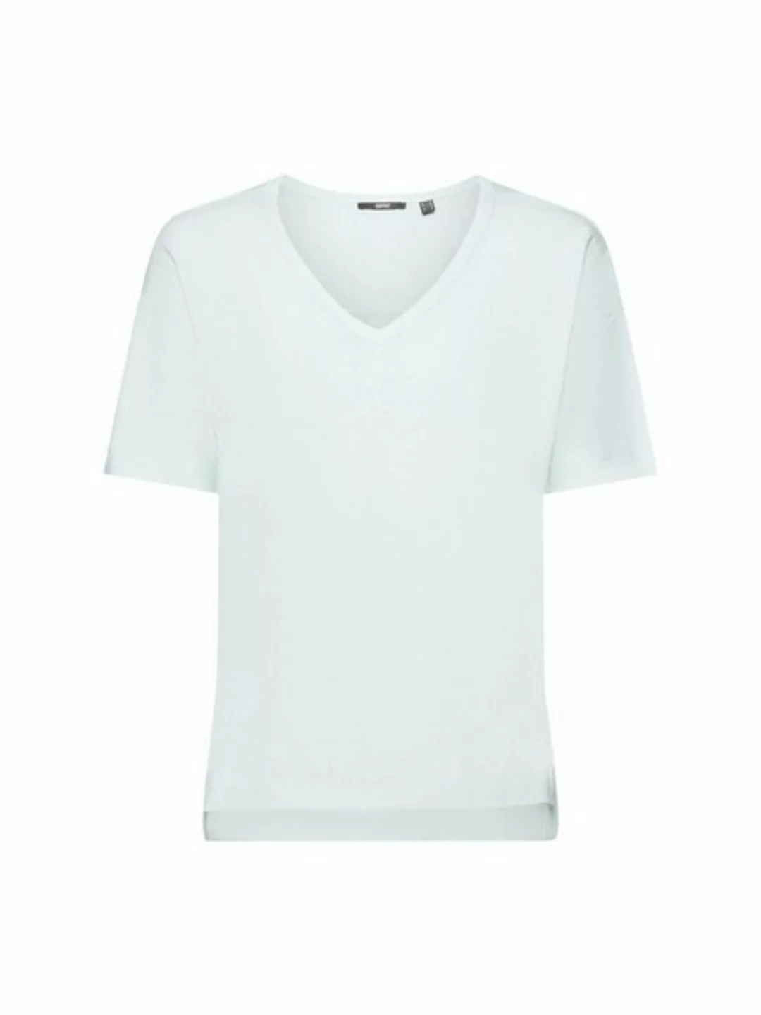 Esprit Collection T-Shirt T-Shirt mit V-Ausschnitt aus Leinen-Mix (1-tlg) günstig online kaufen