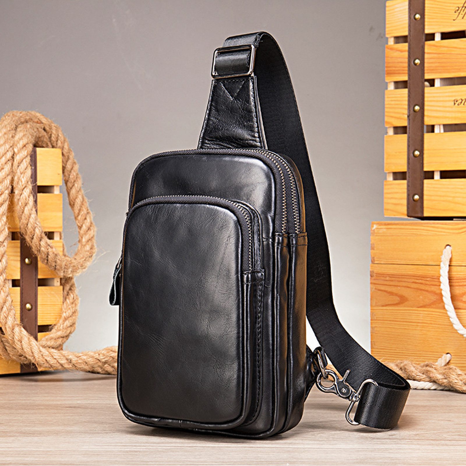 YUBRO-STUDIO Messenger Bag Herren Echtleder Umhängetasche günstig online kaufen